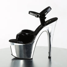 Load image into Gallery viewer, ADORE-709 7 Inch Black and Silver Chrome Pole Dancer Shoes