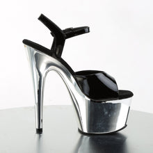 Load image into Gallery viewer, ADORE-709 7 Inch Black and Silver Chrome Pole Dancer Shoes