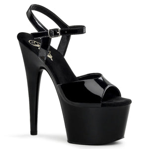 ADORE-709 7" Heel Black Patent Pole Dancing Platforms