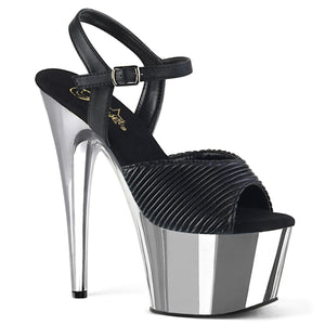 ADORE-709 7" Heel Black Silver Chrome Pole Dancing Platforms