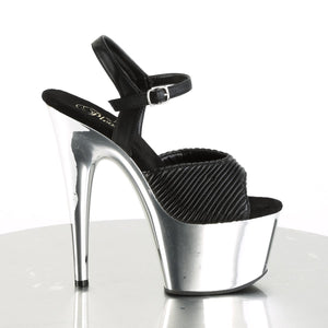 ADORE-709 7" Heel Black Silver Chrome Pole Dancing Platforms