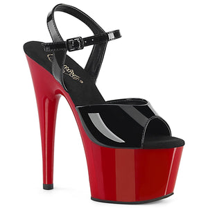 ADORE-709 7 Inch Heel Black Patent Red Pole Dancer Platforms