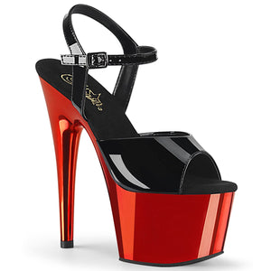 ADORE-709 7" Heel Black with Red Chrome Pole Dancer Shoes