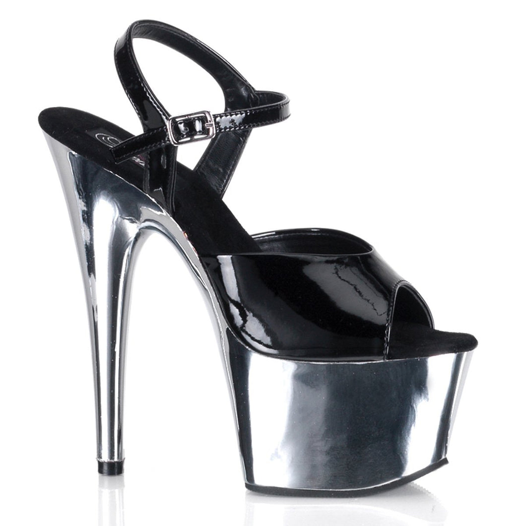 ADORE-709 7 Inch Black and Silver Chrome Pole Dancer Shoes