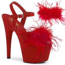 Load image into Gallery viewer, ADORE-709F Pleaser 7&quot; Heel Red Faux Suede Pole Dancing Shoes