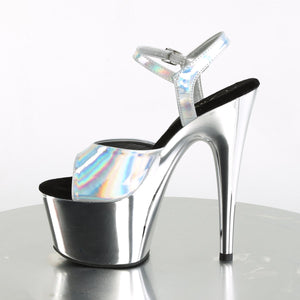 ADORE-709HGCH 7" Heel Silver Hologram Sexy Sandals