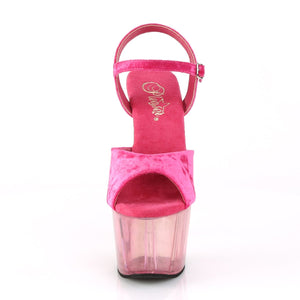 ADORE-709MCT 7" Heel Pink Crushed Velvet Pole Dancer Sandals