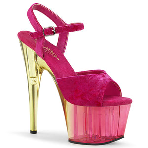 ADORE-709MCT 7" Heel Pink Crushed Velvet Pole Dancer Sandals