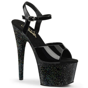 ADORE-709MG Pleaser 7" Heel Black Patent Pole Dancer Sandals