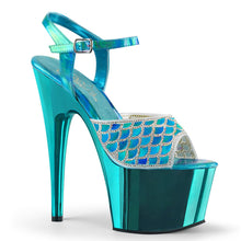 Load image into Gallery viewer, ADORE-709MMRS 7&quot; Heel Turquoise Hologram Pole Dancer Sandals