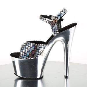 ADORE-709MSC 7" Heel Silver Hologram Sexy Sandals