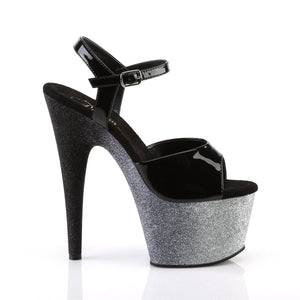 ADORE-709OMBRE 7" Heel Black Silver-Black Ombre Pole Sandals