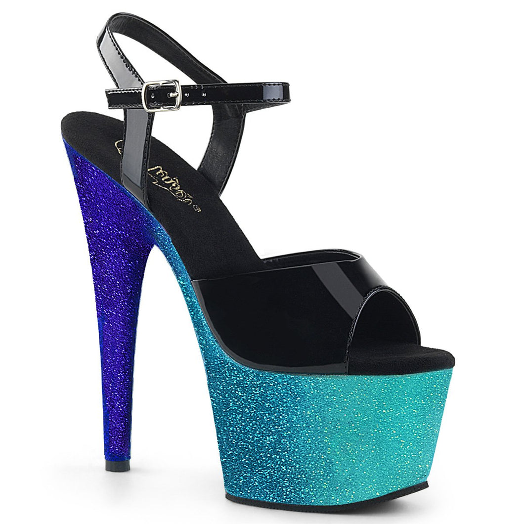 ADORE-709OMBRE 7 Inch Heel Black Patent Sexy Sandals