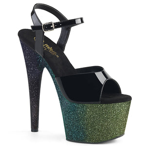 ADORE-709OMBRE 7" Heel BlackEmerald Ombre Sexy Sandals