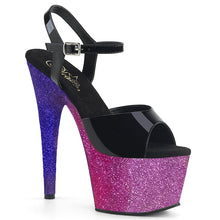 Load image into Gallery viewer, ADORE-709OMBRE 7&quot; Heel Black Fuchsia-Blue Ombre Sexy Sandals