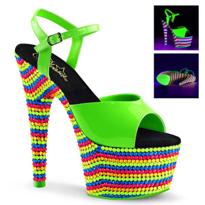 ADORE-709RBS Pleasers 7" Heel Neon Green Pole Dancing Shoes