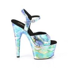 Load image into Gallery viewer, ADORE-709SP 7&quot; Heel Blue Holo Snake Print Pole Dancing Shoes