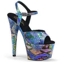 Load image into Gallery viewer, ADORE-709SP 7&quot; Heel Blue Holo Snake Print Pole Dancing Shoes