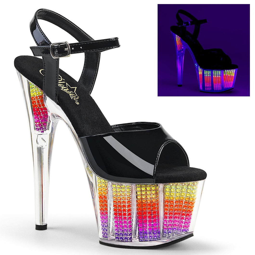 ADORE-709SRS 7 Inch Heel Black Neon Multi Pole Dancing Shoes