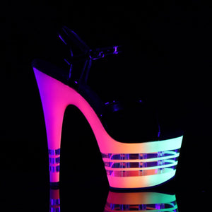 ADORE-709UVLN 7" Heel Black Neon Multi Pole Dancer Platforms