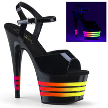 Load image into Gallery viewer, ADORE-709UVLN 7&quot; Heel Black Patent Pole Dancing Platforms