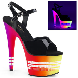 ADORE-709UVLN 7" Heel Black Neon Multi Pole Dancer Platforms