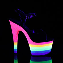 Load image into Gallery viewer, ADORE-709UVRB Pleaser 7&quot; Black Rainbow Glitter Stripper Shoe