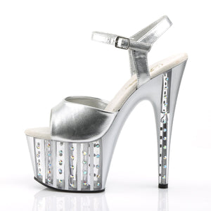 ADORE-709VLRS Pleaser 7 Inch Heel Silver Vegan Sexy Shoes