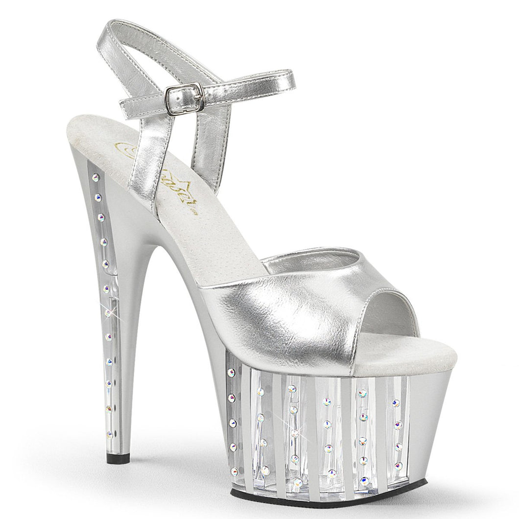 ADORE-709VLRS Pleaser 7 Inch Heel Silver Vegan Sexy Shoes