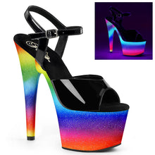 Load image into Gallery viewer, ADORE-709WR 7 Inch Heel Black Rainbow Glitter Strippers Shoe