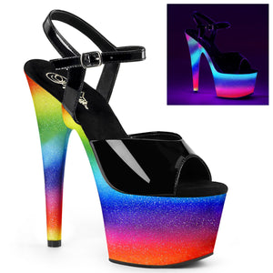 ADORE-709WR 7 Inch Heel Black Rainbow Glitter Strippers Shoe