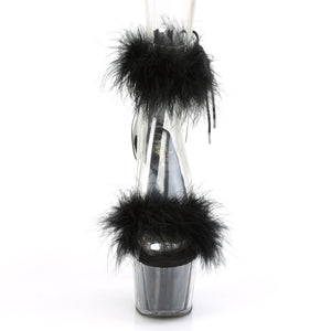 ADORE-724F 7 Inch Heel Clear and Black Fur Pole Dancing Shoe