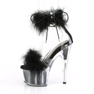 ADORE-724F 7 Inch Heel Clear and Black Fur Pole Dancing Shoe