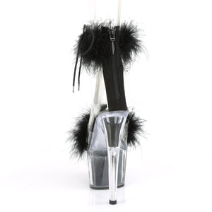 ADORE-724F 7 Inch Heel Clear and Black Fur Pole Dancing Shoe