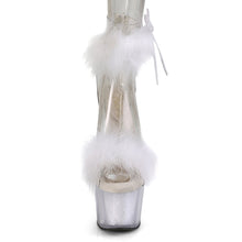 Load image into Gallery viewer, ADORE-724F Pleaser 7&quot; Heel Clear White Fur Pole Dancing Shoe