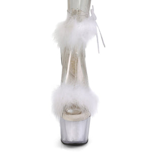 ADORE-724F Pleaser 7" Heel Clear White Fur Pole Dancing Shoe