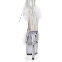 Load image into Gallery viewer, ADORE-724F Pleaser 7&quot; Heel Clear White Fur Pole Dancing Shoe