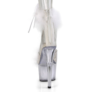 ADORE-724F Pleaser 7" Heel Clear White Fur Pole Dancing Shoe