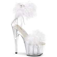 Load image into Gallery viewer, ADORE-724F Pleaser 7&quot; Heel Clear White Fur Pole Dancing Shoe