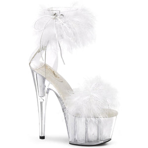 ADORE-724F Pleaser 7" Heel Clear White Fur Pole Dancing Shoe