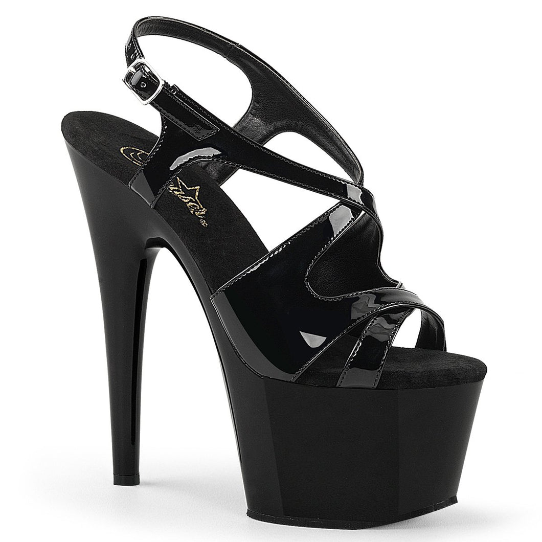 ADORE-730 Pleaser 7 Inch Heel Black Patent Strippers Sandals