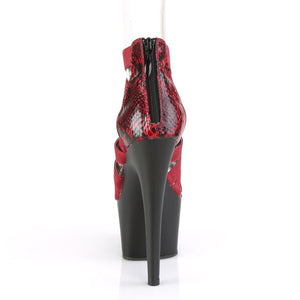 ADORE-748SP 7" Heel Wine Snake Print Strippers Sandals