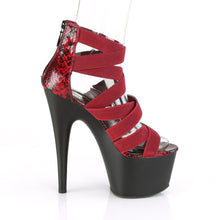 Load image into Gallery viewer, ADORE-748SP 7&quot; Heel Wine Snake Print Strippers Sandals