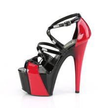 Load image into Gallery viewer, ADORE-764 Pleaser 7&quot; Heel Black and Red Strippers Sandals