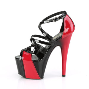 ADORE-764 Pleaser 7" Heel Black and Red Strippers Sandals