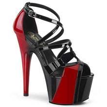 Load image into Gallery viewer, ADORE-764 Pleaser 7&quot; Heel Black and Red Strippers Sandals