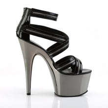 Load image into Gallery viewer, ADORE-767 7&quot; Heel Black and Pewter Chrome Strippers Sandals