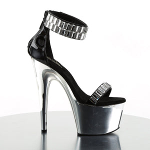 ADORE-769RS Sexy 7" Heel Black Silver Pole Dancer Shoes