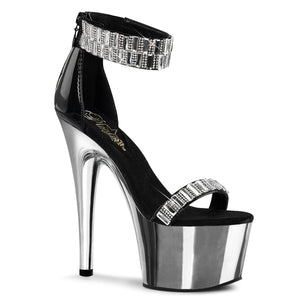 ADORE-769RS Sexy 7" Heel Black Silver Pole Dancer Shoes