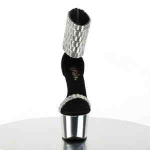 ADORE-789RS Sexy 7" Heel Black Silver Pole Dancer Shoes